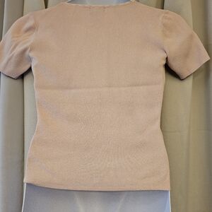 Large Short-Sleeve Knit Top in Light Blush